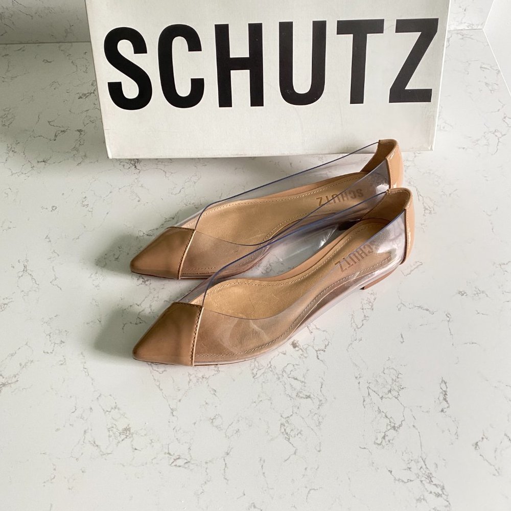 Schutz Clearly Vinyl Nude Flats